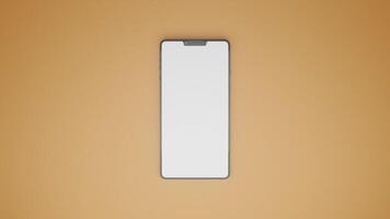 3d representación teléfono inteligente animación con un vacío blanco pantalla. en media órbita cámara movimiento vueltas a el parte superior ver con cambiando antecedentes color. adecuado para anuncio y presentación video