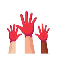red hand day raised paint hands illustration vector