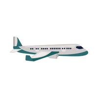 airplane flying travel with green lines illustration on white background vector