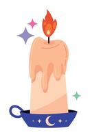 esoteric candle and moon icon isolated vector