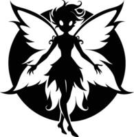 Silhouette of a Graceful Fairy with Wings vector