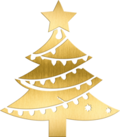Golden Christmas Tree with Star and Garland Decoration Elegant Holiday Icon for Festive Graphics, Greeting Cards, and Digital Designs Ideal for Adding a Luxurious and Seasonal png
