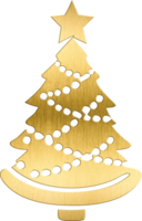 Golden Christmas Tree with Garland Decoration Traditional Holiday Icon for Festive Cards, Winter Branding, and Seasonal Invitations Ideal for Adding a Luxurious and Warm png