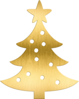 Stylized Golden Christmas Tree with Star and Bauble Ornaments Premium Holiday Decoration Icon for Use in Greeting Cards, Party Invites, and Festive Graphics Suitable for Elegant png