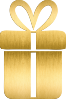 Golden Gift Box Icon with Bow Classic Holiday Symbol for Christmas Graphics, Seasonal Invitations, and Festive Branding Ideal for Adding a Touch of Elegance to Gift Wrapping png