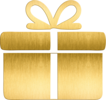 Golden Gift Box Icon with Ribbon Bow Classic Festive Symbol for Christmas Cards, Seasonal Branding, and Holiday Invitations Perfect for Adding a Touch of Elegance and Luxury to Winter png