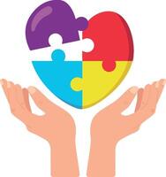 puzzle pieces in heart shape vector
