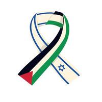 israel and palestine flags in ribbon design vector