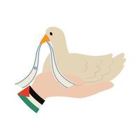 israel and palestine flags in dove with hand design vector