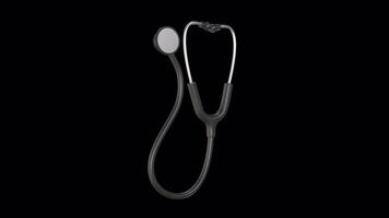 Stethoscope Rotating on a Transparent Background. Seamless Loop. Medical. 4K video