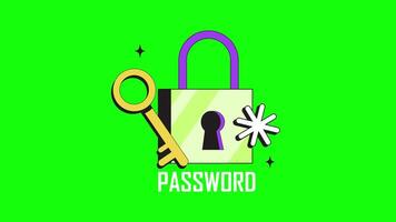 senha ícone com chave e trava em uma verde fundo, ideal para exibindo segurança, privacidade, autenticação, e conectados conta proteção. video