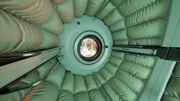 The padded interior of a space station module showcases a unique design video