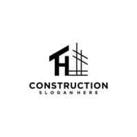 Contruction logo icon with initial H design illustration vector