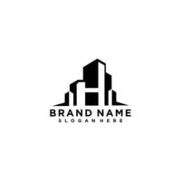 Contruction logo icon with initial H design illustration vector