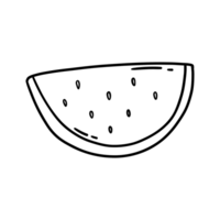 Beautiful black and white line drawing of watermelon cut into pieces, showing simplicity and elegance, suitable for modern and creative design. png