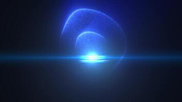 Abstract blue light particles forming a soft sphere shape against a dark background, emitting a radiant glow video