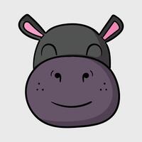 hippopotamus head in flat design. vector