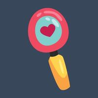 love find magnifier in flat design. vector