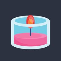 candle light in the glass with flat design. vector