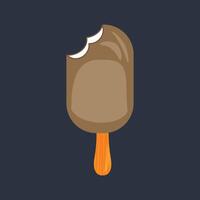 bitten chocolate ice cream stick in flat design. vector