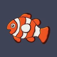 clown fish with outline in flat design. vector