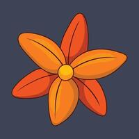 orange flower with outline in flat design. vector