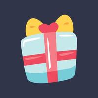 gift box with ribbon in flat design. vector