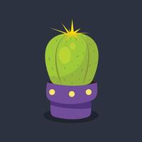 cactus plant with purple pot in flat design. vector