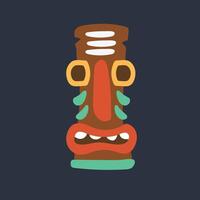 wooden ancient statue in flat design. vector