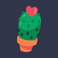 cactus tree with love sign in flat design. vector