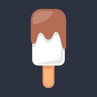 vanilla ice with chocolate cream in flat design. vector