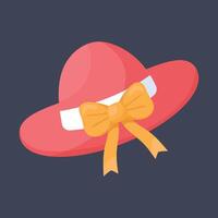 red summer hat in flat design. vector