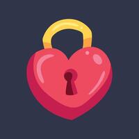 love shape padlock in flat design. vector