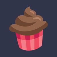 chocolate muffin cake in flat design. vector