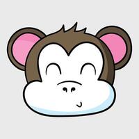 monkey head in flat design. vector