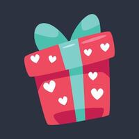 love pattern package gift in flat design. vector