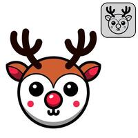 A charming cartoon reindeer, complete with large eyes and a cheerful expression. vector