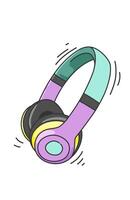 illustration of a green purple headset music gadget sound issolated on white line art cartoon vector