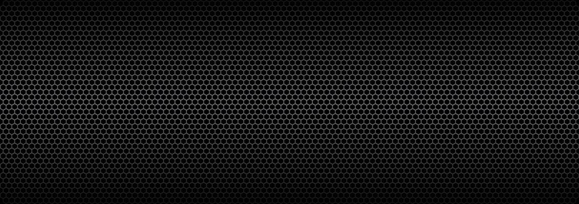 Metallic black hexagonal background design. Silver honeycomb pattern with hexagon mesh. Abstract geometric hexagon shape background wallpaper design