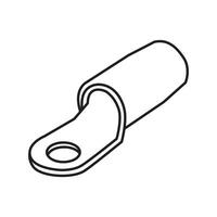 Heavy duty power electric ring terminal on white background. Symbol editable stroke icon. vector