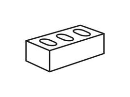 Outline cement cinder Block Isolated on White Background. Editable stroke. vector