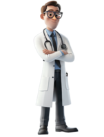 A cartoon doctor in a white coat and tie png