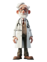 An animated doctor with glasses and a white beard png