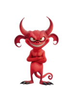 A red demon with horns and a big smile png
