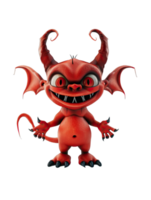 A red devil with big eyes and horns png