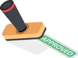 Isometric Stamp with Approved Mark vector