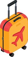 Isometric Travel Suitcase Icon with Airplane Symbol vector