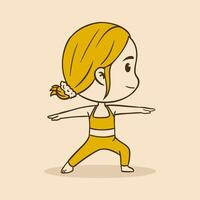 tHE Mascot character design of a girl in yoga pose, chibi style vector