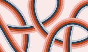 Abstract vintage background design with colorful wavy lines in 60s-70s style. Cool groovy backdrop. Trendy cartoon banner template vector
