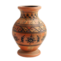 A small clay vase with a design on it png